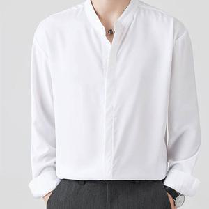 남자 차이나카라 링클프리 화이트 블랙 네이비 셔츠 긴팔 남방