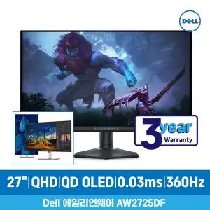 [DELL] 에일리언웨어 AW2725DF QD OLED QHD 360Hz 0.03ms 27형 게이밍 모니터 세금계산서 발행가능