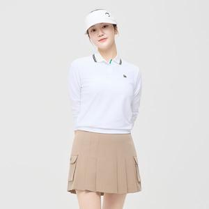 [챌린저](대전신세계) 여성 에센셜 배색 립 긴팔 카라 티셔츠