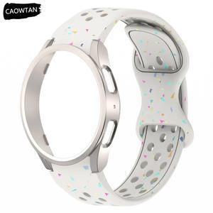갤럭시 시계 7 6 용 실리콘 스트랩 케이스 갤럭시 시계 7 6 44MM 팔찌 커버 용 40mm PC 보호대 범퍼 간격 없음 밴드