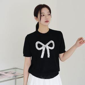 [모스트맘]리본스팽글니트T 블랙