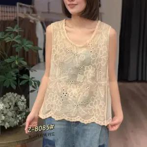 여자 조끼 레이스 나시 넥 통기성 빈티지 면 슬랙스 힛템