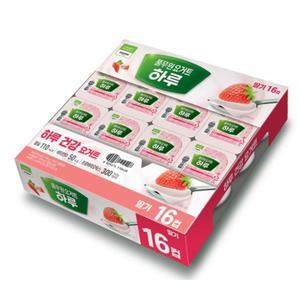 풀무원 하루요거트 컵 딸기 (16입) 1280g 아침대용 간식 홈카페 브런치 부모님
