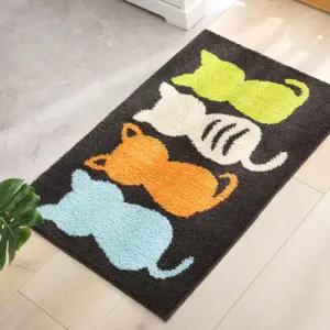 고양이 패밀리 사각 발매트 미끄럼방지 주방 현관 욕실 매트 러그 2size 2color