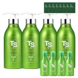 TS 올뉴플러스 샴푸 총 2448g 패키지 500g*4+100g*4+TS저스트샴푸 6g*8