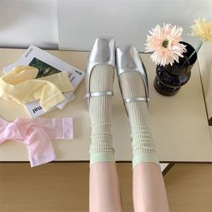 얇은 면 시스루양말 무압박 루즈삭스 골지 무봉제 롱 긴목 여름양말