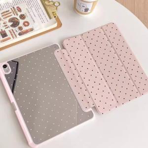 IPad Pro 11 케이스 10 2 9/8/7세대 9 7 5/6세대 Air4/5 10th 10 9 Air 3 10 5 Pro 12 9 Mini 6 Trifold 케이스용 검정색 폴카 도트