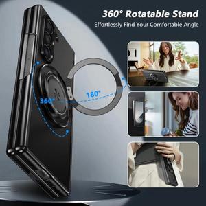 삼성 갤럭시 Z 폴드 5 6 4 5G용 맥세이프 마그네틱 힌지 폰 케이스 360 ° 전체 화면 보호 링 홀더 충격 방