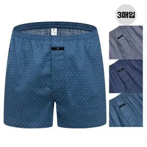 남성 사각팬티 트렁크팬티 고급 순면 80수 인밴드 소변구 속옷 선물 3매입 세트