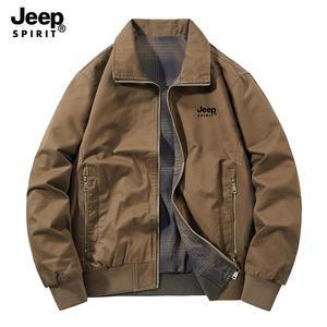 JEEP SPIRIT 남성 봄가을 캐주얼 워시드 코튼 재킷 다목적 남성 아우터