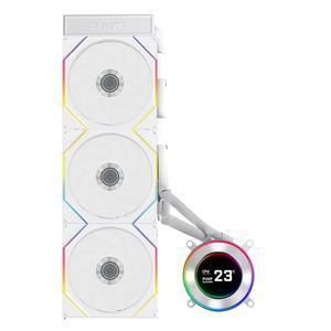 리안 리 하이드로시프트 II 360 TL RGB 액체 CPU 쿨러 - 360mm AIO 3배 120 팬 2 1인치 IPS LCD 화면 3 제어 모드 튜브 클램프 LGA 1851/1700, AMD AM5/AM4 흰색 HS2LCD36TW