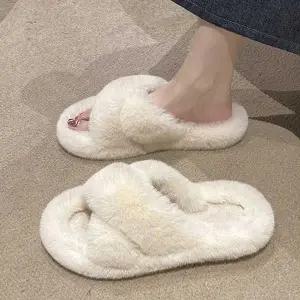 여자 여행 용 나들이 겨울 털 슬리퍼 뮬 크로스 코디 뮬블로퍼뮬슬리퍼