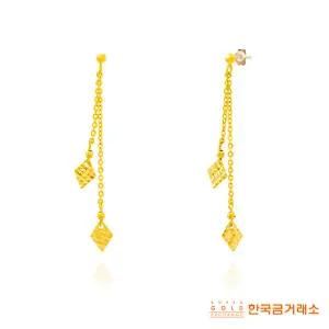 [추석특집 9만원 할인] 엠브로 24K 순금 스퀘어 드롭 귀걸이 + 로프체인 팔찌