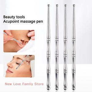 전신 마사지스틱1pcs 더블 헤드 침술 펜 얼굴 반사 요법 도구 스테인레스 스틸 트리거 포인트 마사지 딥 티