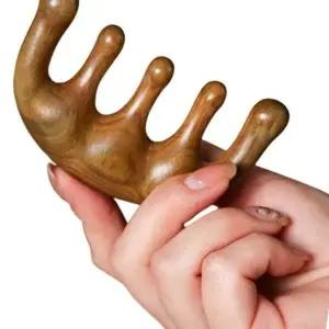 이중턱 마사지기 편안한 어깨 두피 안마 도구 나무 괄사 9.5X5.5cm (WFK0YIB)