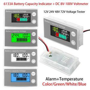 6133A 배터리 용량 표시기 DC 8V-100V LCD 디지털 전압계 전기 측정기 12V 24V 48V 72V 전압 테스터 배터리