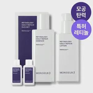모공탄력 무슈제이 레티놀러지 에센스+로션 데일리리페어 듀오세트 미백 주름케어 손상피부케어 리페어2종세트