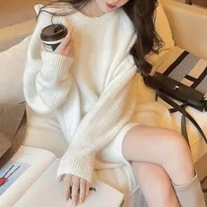 루즈핏 여성 니트티 라운드넥 플레인 긴팔 니트티셔츠