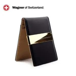 SwissWagner 천연소가죽 머니클립24k도금(블랙) 반지갑 머니클립 명절선물 감사선물 지갑 남여지갑
