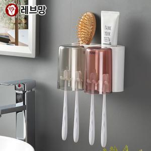 거꾸로 양치컵 2구 걸이 칫솔 치약 꽂이 홀더 거치대 세트 컵 욕실 칫솔꽂이