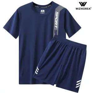 [위즈아이]남성 스포츠 반팔 트레이닝 세트 런닝슈트 여름 상하세트 WI110SET