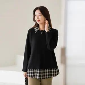 엄마옷 마담4060 틸다체크카라티셔츠 40대50대 -ZTE2410040-
