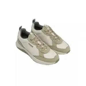 [휴고보스]그린 Mixed-material Trainers With Nappa Leather   119749390