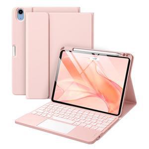 하보푸, iPad Air 11인치 및 5th / 키보드 포함 4세대 케이스 - 멀티터치 트랙패드, 7색 백라이트, 에어 M3용 탈착식 폴리오 커버 (2025/2024) (라이트 핑크)