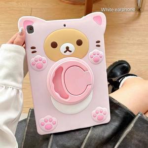 3D 귀여운 핑크 곰 카와이 소프트 실리콘 Ipad pro 9 7 10 5 air 5 4 3 2 10 9 11 10 2 스탠드 태블릿 케이스 포함
