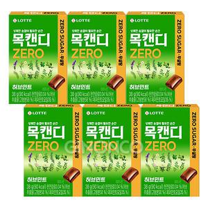 롯데 목캔디 제로 허브민트 38g x6 졸음방지 무설탕 사탕