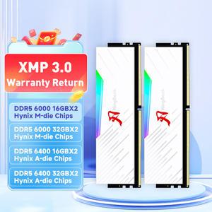 KingBank 시리즈 DDR5 RGB RAM 메모리 데스크탑 화이트 하이닉스 칩용 PC 16GB 32GB 64GB 6000MHz 6400 MHz