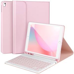 [미국배송] IPAD 9/8/7세대 키보드 케이스 10.2인치 키보드 9세대 10.2용 탈착식 블루투스 펜슬 홀더(핑크색)