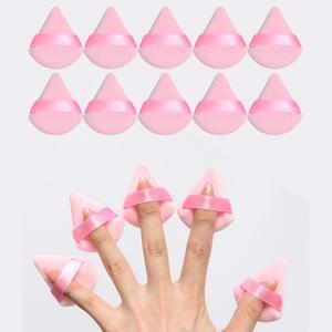 10Pcs 미니 삼각형 모양 벨벳 파우더 퍼프, 얼굴 윤곽선, 눈 및 모서리 용 소프트 메이크업 블렌더 스폰지
