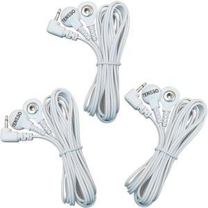 TENES 유닛 와이어 교체 코드: 1.5m TENSSO 3pcs 케이블 리드 교체, DC 2.5mm 미니 플러그와 전극 eStim 패드용 스냅 커넥터 2개 포함 - 흰색 5피트