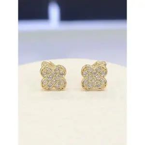 14k/18k 금 화이트스톤 미니 클로버 원터치 귀걸이 GWH1367E-GOLD