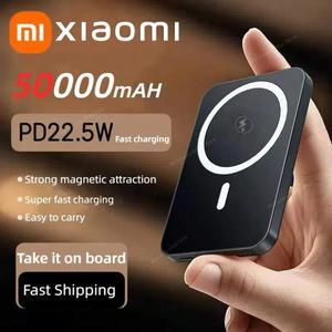 Xiaomi 울트라 슬림 전원 은행 Mac 빠른 충전 보조 배터리 50000mAh 자기 자석 무선 아이폰 삼성