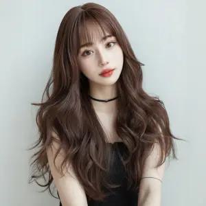 풍성한 여성 긴머리 앞머리 뒷통수 옆머리 웨이브 통가발 레이어드