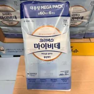 크리넥스 마이비데 물티슈 60매 x 6팩 크리넥스 비데용 물티슈