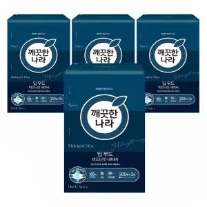 딥무드 미드나잇 네이비 미용티슈 300매 3입x4팩