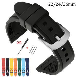 세이코 팔찌 방수 부드럽고 편안한 유니버설 팔찌에 대한 Panerai에 대한 실리콘 스트랩 22mm 24mm 26mm 고무 시계 밴드