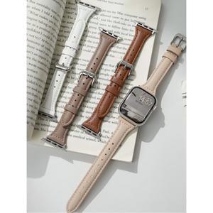 애플워치 밴드용 슬림 가죽 스트랩 44mm 40mm 41mm 42mm 38mm 49mm 44mm 브레이슬릿 애플워치 8 45mm 밴드 울트라 7 SE 3 4