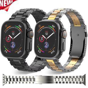 Apple Watch 밴드 울트라 2 용 티타늄 팔찌 시리즈 9 8 7 6 5 4 SE 45mm 44mm 손목 밴드 용 49mm 10 46mm 금속 럭셔리 남성용 스트랩