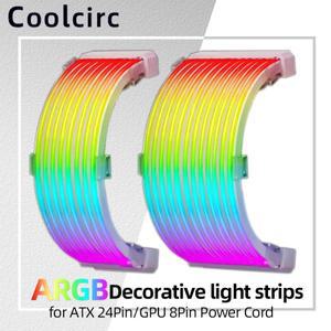 5V 3Pin ARGB 동기화 PC 케이블 8/24PIN 마더 보드 전원 연장 컴퓨터 공급 용 유연한 LED 스트립 빛 DIY 키