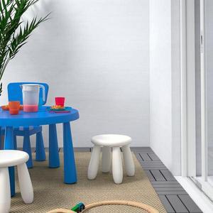 이케아 맘무트 스툴 실내외겸용 화이트 35(시트30)x30cm 원목의자 스툴 간이의자