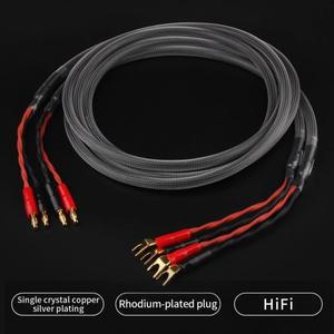 rca케이블 호환 YYAUDIO 한 쌍의 HiFi 스피커 케이블 고순도 6N OFC 코어(바나나  Y 24K 골드 플러그 혼 포