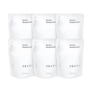 [생활공작소] 핸드워시 손세정제 리필 400ml 6개 / (파우더향/청포도향 택1)