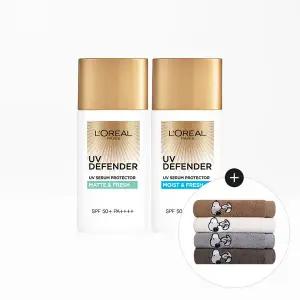로레알파리 UV 디펜더 선크림 50ml 2개+스누피 타올 1장(랜덤) -