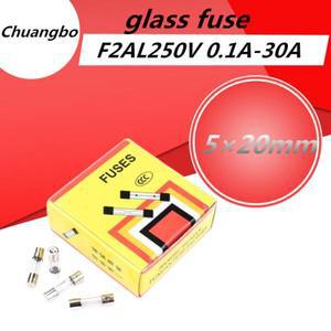 1케이스 100pcs 5*20MM 유리관 퓨즈 F2AL250V 4A 5A 6A 6.3A 7A 8A 10A 12A 20A 30A 고속 블로우