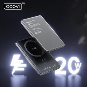 QOOVI 초슬림 무선 외장 배터리 휴대용 충전기, 아이폰, 용 맥세이프용, 5000mAh 보조배터리, 20W 고속 충
