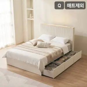 삼익가구 네이처 편백나무 템바보드 LED조명 수납 호텔 침대(매트제외-퀸)